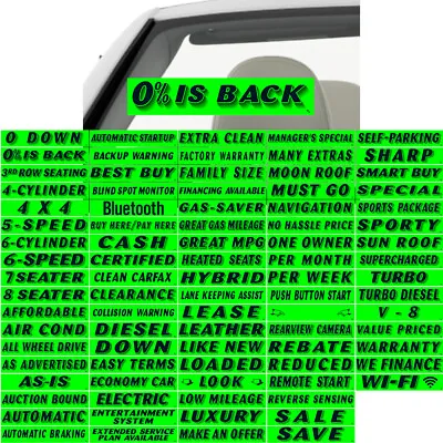 14.5  Black & Green Adhesive Windshield Slogan Car Dealer Sticker You Pick • $4.59