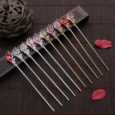 $2.78 • Buy 1PC Vintage Chinese Style Hanfu Hair Stick Women Metal Glaze Chopsticks Fork AU