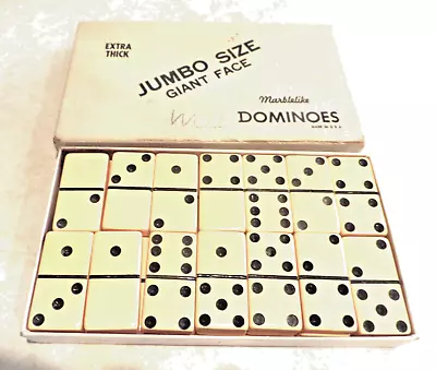 Puremco   IVORY Extra THICK  - JUMBO SIZE GIANT FACE Marblelike DOMINOES • $34.90