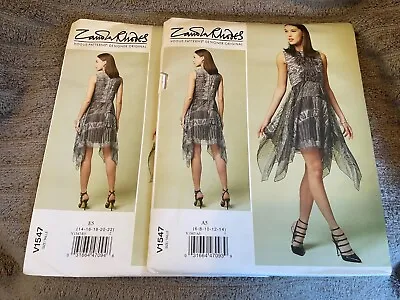 Vogue Pattern V1547 Ms ZANDRA RHODES Sleeveless Dress W/Flowy Shaped Hemline • $4.50