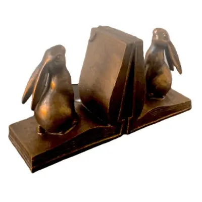 Bunny Bookends In Bronze Color A Rustic Rabbit Book Ends - Pair Set • $65