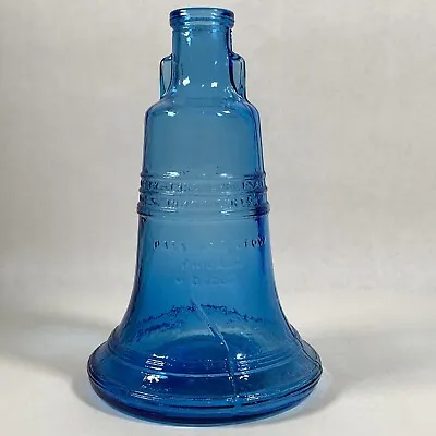 Vintage Wheaton NJ Blue Depression Glass Liberty Bell Bottle 7.5” Tall • $15.30