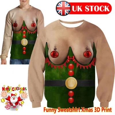 Ugly Christmas Jumper Sweater Mens Women Funny 3D Print Sweatshirt Xmas Pullover • £12.69