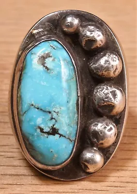 Charming Vintage Sterling Silver Turquoise Ring Size 9 DID X259D • $149.99