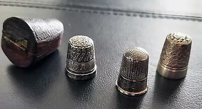 Three Vintage Silver Thimbles One Case Charles Horner FG&S FH • £9.99