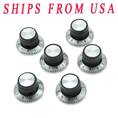 KAISH 6pcs Vintage Guitar Top Hat AMP Knob Effect Pedal Knobs Black/Chrome • $9.89