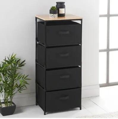 Canvas 4 Chest Of Drawer With MDF Table Top Bedroom Furniture Storage Cabinet • £38.99
