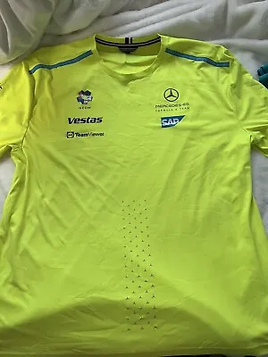 Mercedes AMG Petronas FE Team Issue Tommy Hilfiger Fluro Green Set Up T-Shirt • £40