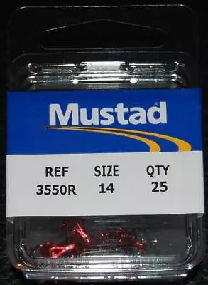 25 Pack Mustad 3551RB-014 Blood Red Size 14 Small Treble Hooks - Trout Panfish • $8.59