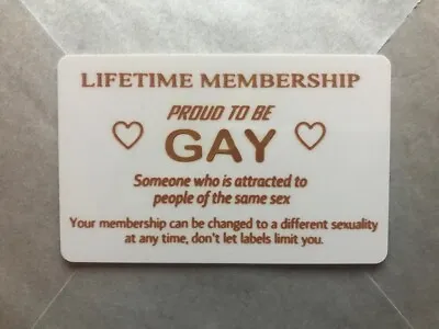 GAY Lifetime Membership Card Pride LGBT Identity Community Love Heart Lesbian  • £2.99