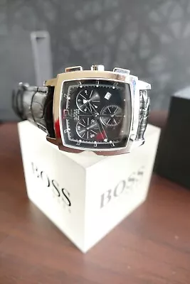 Hugo Boss Mens Black Monaco Vanquish Vanquisher Chronograph Designer Watch 1380 • £375