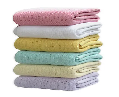 £5.99 • Buy 100% Cotton Baby Cellular Soft Blanket For Crib Cot Prams Moses Basket 60x90cm