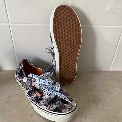 Women's Vans ASPCA Cat Print Skate Shoes Lace Up Low Top Women Size 9.5 Men’s 8 • $33