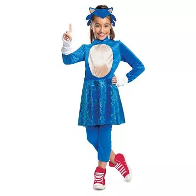 Child Sonic Hedgehog Blue Velvet Dress Leggings Girls Halloween Costume S-XL • $66.60