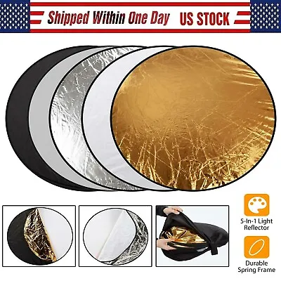 Light Reflector 5in1 60cm Photography Multi Disc Studio Photo Round Diffuser • $9.99