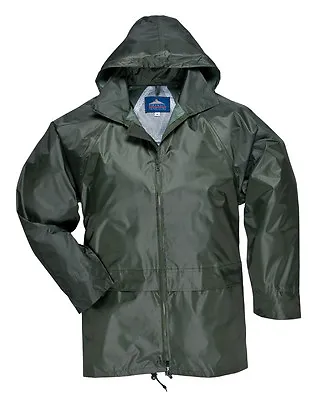 Portwest Waterproof Rain Jacket Over Coat Mac Olive Green S M L Xl Xxl 3xl 4xl • £14.99