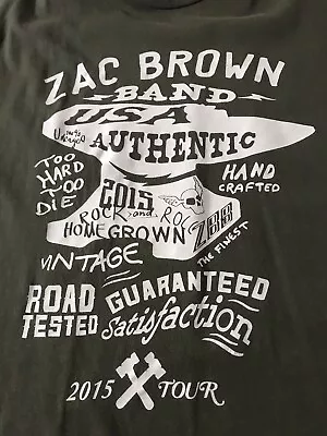 ZAC BROWN BAND Jekyll & Hyde 2015 USA Tour Concert Shirt L Olive • $14.50