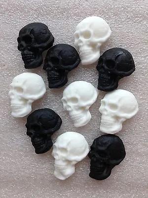 Edible Sugarpaste Cake Topper - Skulls X12 Black/white • £5.99