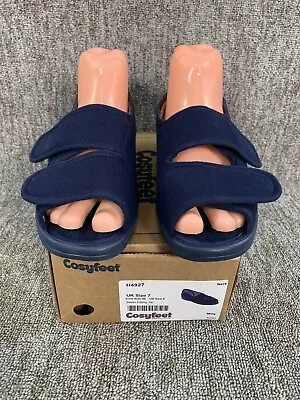 Cosyfeet Milly Slipper Sandal Women’s Wide Fit 6E Width Navy UK Size 7 Roomy Fit • £22