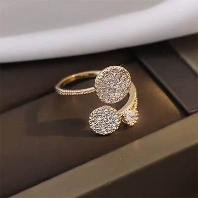 Fashion Zircon Crystal Gold Open Knuckle Rings For Women Gift Adjustable Jewelry • $1.82