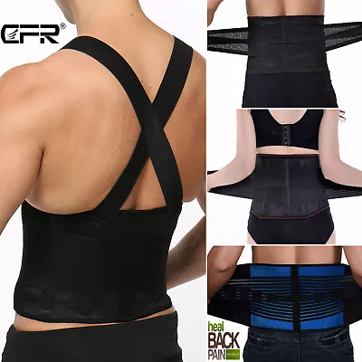 CFR Double Pull Lower Back Support Brace Lumbar Waist Belt Magnetic Black Belt • $15.99