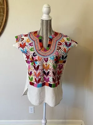 Vintage Handmade Embroidered Mexican Peasant Top Boho Woman's M • $28