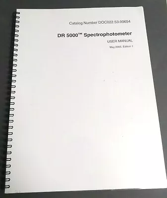 Hach DOC022.53.00654 User Manual Only For DR 5000 Spectrophotometer  • $63.32