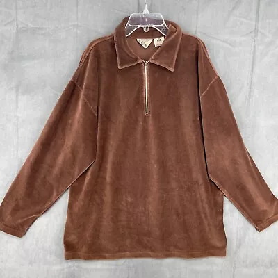Canyon River Blues Sweater Mens M/L Brown Cotton Blend Quarter Zip Long Sleeve • $25.99