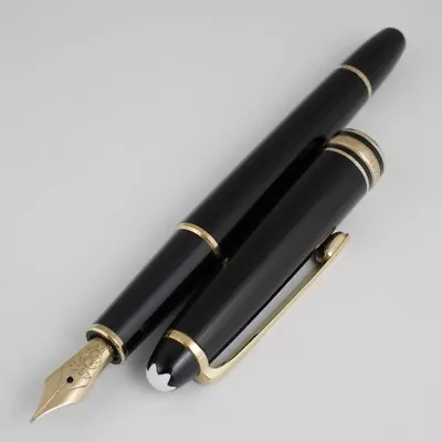 Montblanc Meisterstuck 144 Black GT Fountain Pen EF (unicolor Nib)(ebonite Feed) • $179