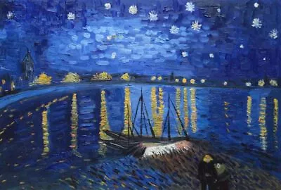 24x36 Starry Night Over The Rhone By Van Gogh Oil Painting Post Impressionism • $75