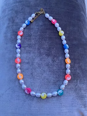 Assorted Colour Ying Yang Rainbow Kids Adults 16inch Necklace Costume Jewellery  • £1.50