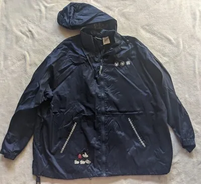 Mickey Mouse Rain Jacket Size XL Disney Store Vintage Blue Coat Stitched W/ Hood • $47.99