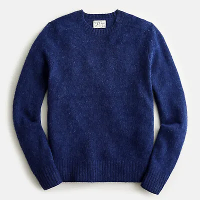 NWT J Crew 100% Wool Brushed Crewneck Sweater In Heather Indigo Blue • $119.99