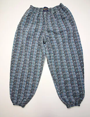 Vtg Reebesse Muscle Gym Baggy Jogger Pants Mens L Print Cotton Elastic USA Made • $42