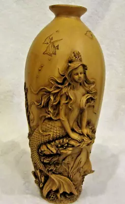 Mermaid 3D Clay Graphic Design Vase Under The Sea Resin Faux Wood Appearance 10  • $15.99