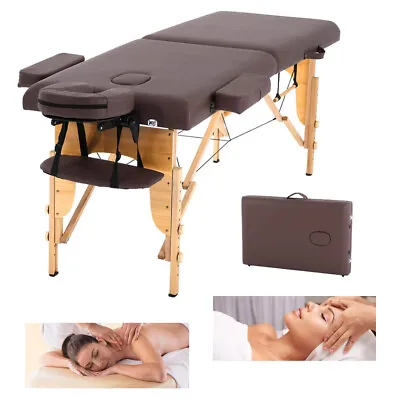 84'' 2-Fold Massage Table Bed Facial Spa Bed Adjustable Portable Salon Coffee • $75.32