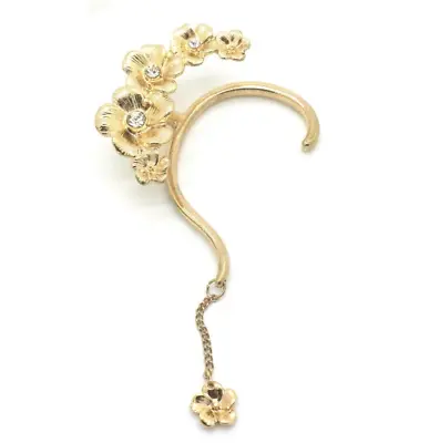 $3.99 • Buy New Clip On Earring Gold Plated Women One Piece Over Ear Cuff  2  No Piercing