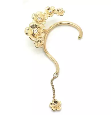 $3.99 • Buy New Clip On Earring Gold Plated Women One Piece Over Ear Cuff  2  No Piercing