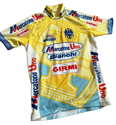Vintage 90s Cycling Jersey Mercatone Uno Bianchi Girmi Sportswear Men's Size M/L • $70