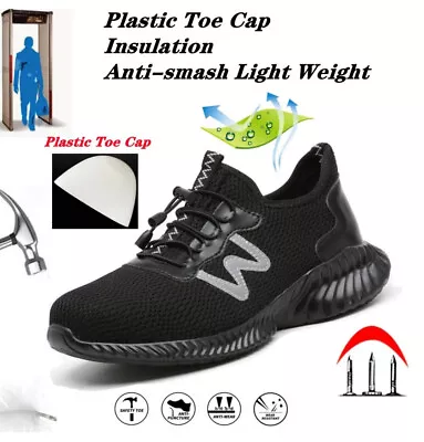 Safety Shoes Work Trainer Composite Plastic Toe Cap Shoes Lightweight Mens Women • £15