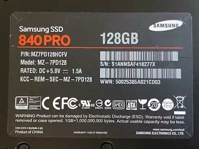 Samsung 840 PRO 128GB SSD MZ7PD128HCFV MZ-7PD128 • £28