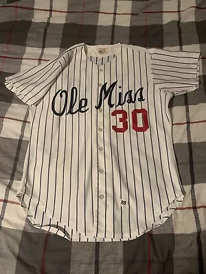 Wilson Ole Miss Mississippi Rebels 1988 Baseball Jersey White Pinstripe Size 44 • $250