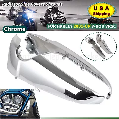 $128.98 • Buy Chrome Radiator Side Covers Shrouds Fairing Panel For Harley V-Rod VRSC 2001-up
