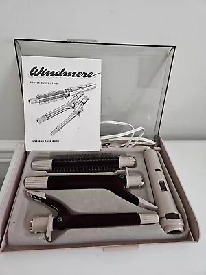 VTG 80s WINDMERE Gentle Curls Trio Curling Iron Set Manual VELVET FLOCKED Works  • $39