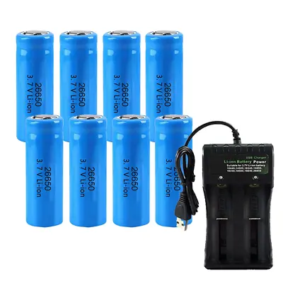 Batteries 3.7V Li-ion Rechargeable 26650 Battery For Flashlight Torch • £7.01