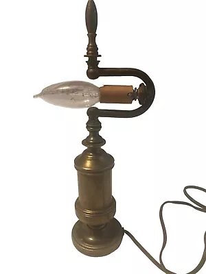 Brass Table/Desk Lamp Mid Century 12” Offset Light Candelabra Base Vtg • $49.99