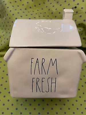 Rae Dunn FARM FRESH White Ceramic Cookie Jar Farm House Barn NEW 2023 • $50