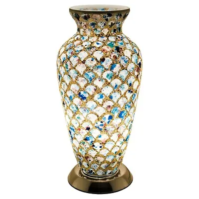 Blue Tile Mosaic Glass Vase Lamp - 79BLT • £57.50