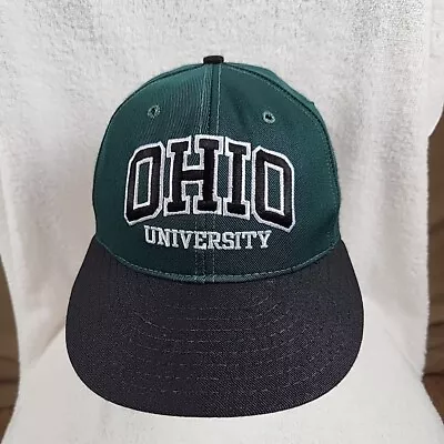 Vintage Ohio Bobcats Hat Cap Fitted 7 Green Black Big Print Logo Pro Line 90s • $23.07