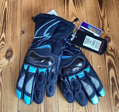 Spada Rosana Waterproof Motorcycle Motorbike Ladies Gloves Black Blue Large • £0.99